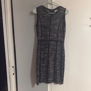 Calvin Klein Black and Gray Patterned Mini Dress